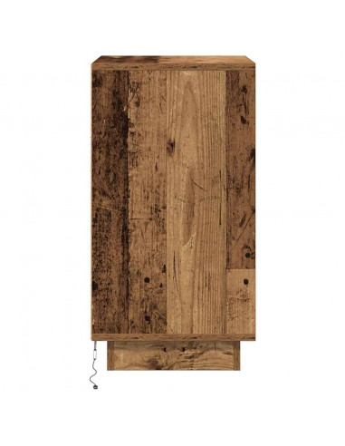 Comodino con Luci LED Legno Antico 38x34x65 cm