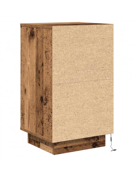Comodino con Luci LED Legno Antico 38x34x65 cm