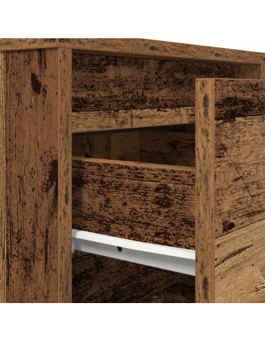 Comodino con Luci LED Legno Antico 38x34x65 cm