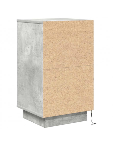 Comodino con Luci LED Grigio Cemento 38x34x65 cm