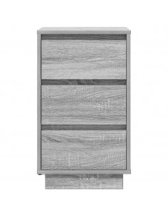 Comodino con Luci LED Grigio Sonoma 38x34x65 cm