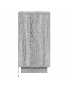 Comodino con Luci LED Grigio Sonoma 38x34x65 cm 2