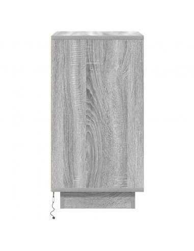 Comodino con Luci LED Grigio Sonoma 38x34x65 cm