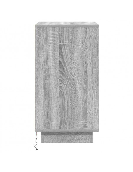 Comodino con Luci LED Grigio Sonoma 38x34x65 cm