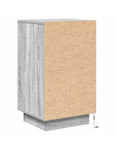 Comodino con Luci LED Grigio Sonoma 38x34x65 cm