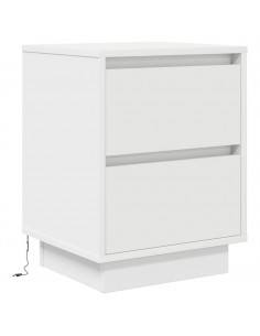 Comodini con Luci a LED 2 pz Bianco 38x34x50 cm