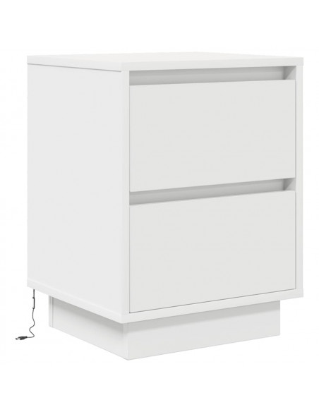 Comodini con Luci a LED 2 pz Bianco 38x34x50 cm