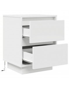 Comodini con Luci a LED 2 pz Bianco 38x34x50 cm 2