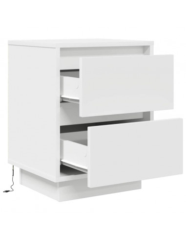 Comodini con Luci a LED 2 pz Bianco 38x34x50 cm