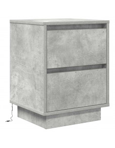 Comodini con Luci a LED 2 pz Grigio Cemento 38x34x50 cm
