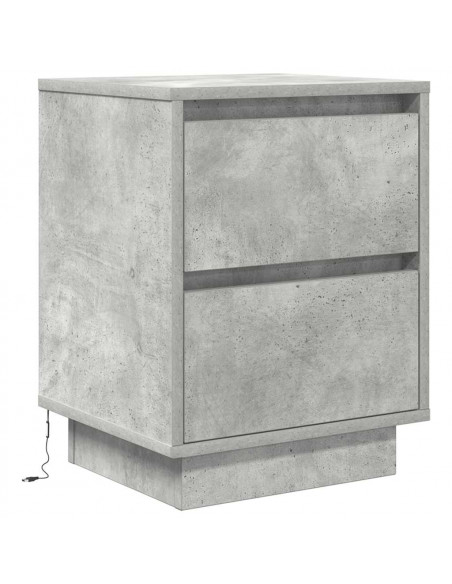 Comodini con Luci a LED 2 pz Grigio Cemento 38x34x50 cm