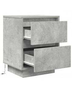 Comodini con Luci a LED 2 pz Grigio Cemento 38x34x50 cm 2