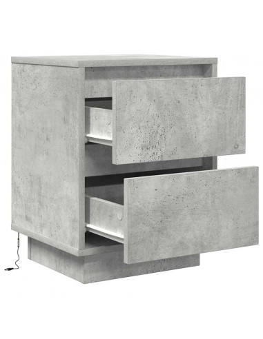 Comodini con Luci a LED 2 pz Grigio Cemento 38x34x50 cm