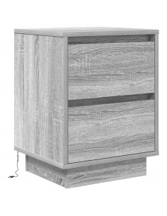 Comodini con Luci a LED 2 pz Grigio Sonoma 38x34x50 cm