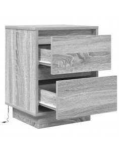 Comodini con Luci a LED 2 pz Grigio Sonoma 38x34x50 cm 2