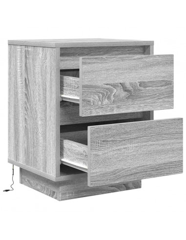 Comodini con Luci a LED 2 pz Grigio Sonoma 38x34x50 cm