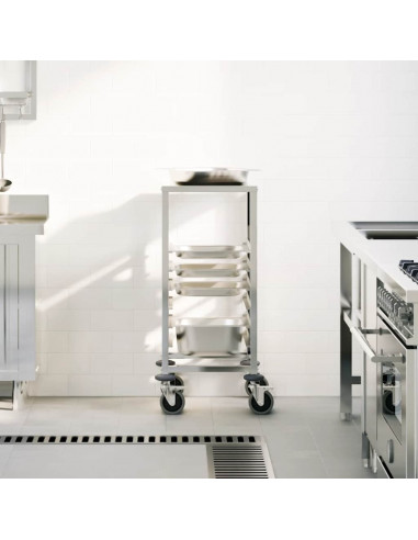 Carrello Portateglie con 6 GN Contenitori 39x55x87 cm