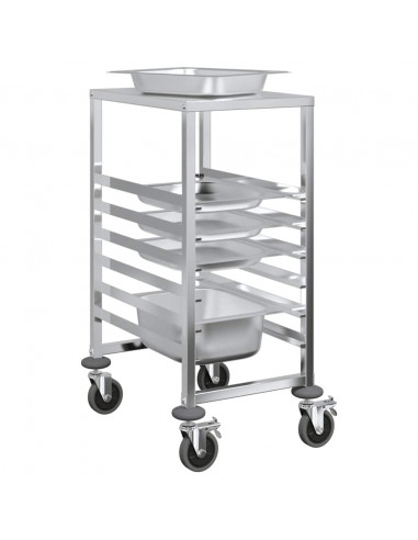 Carrello Portateglie con 6 GN Contenitori 39x55x87 cm