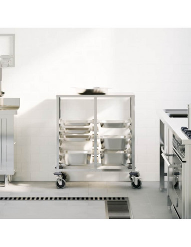 Carrello Portateglie con 12 GN Contenitori 75x55x87 cm