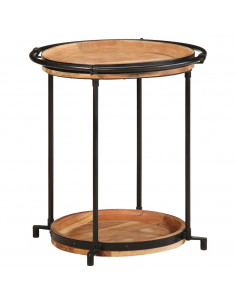 Tavolino Ø55x60 cm in Legno Massello di Acacia 2