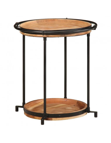 Tavolino Ø55x60 cm in Legno Massello di Acacia