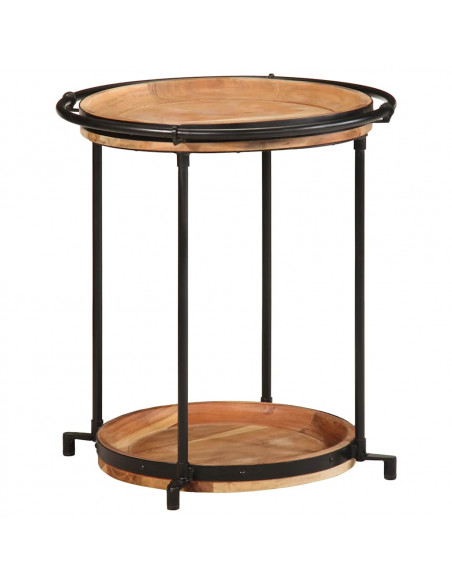 Tavolino Ø55x60 cm in Legno Massello di Acacia