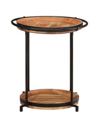 Tavolino Ø55x60 cm in Legno Massello di Acacia