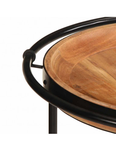 Tavolino Ø55x60 cm in Legno Massello di Acacia