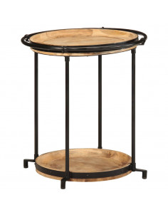 Tavolino da Salotto Ø55x60 cm in Legno Massello di Mango 2