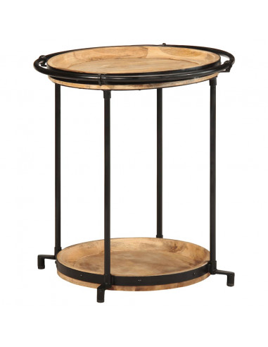 Tavolino da Salotto Ø55x60 cm in Legno Massello di Mango