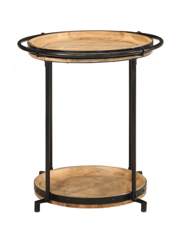 Tavolino da Salotto Ø55x60 cm in Legno Massello di Mango