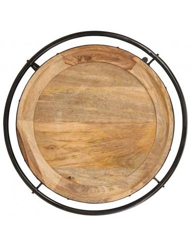 Tavolino da Salotto Ø55x60 cm in Legno Massello di Mango