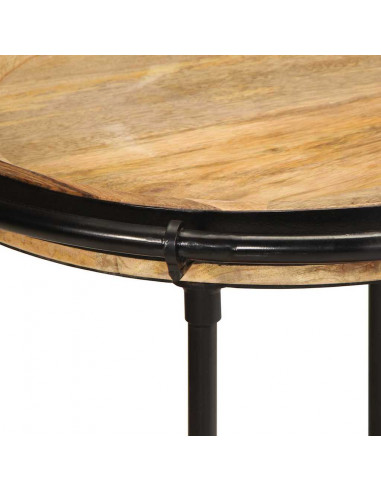 Tavolino da Salotto Ø55x60 cm in Legno Massello di Mango