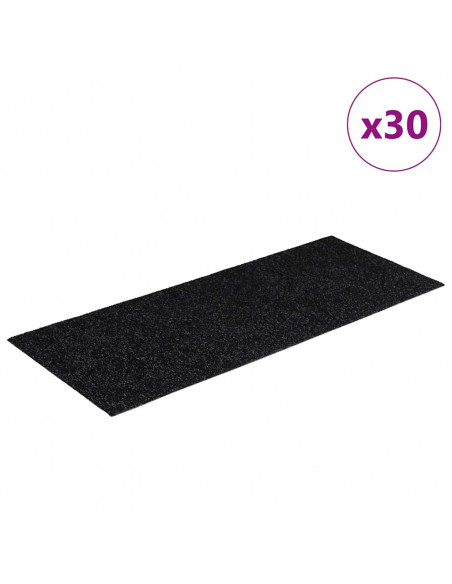 Tappetini per Scale Autoadesivi 30 pz Neri 60x25cm Rettangolare