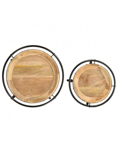 Set Tavolino 2 pz in Legno Massello di Mango