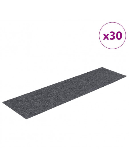 Tappetini per Scale Autoadesivi 30 pz Grigio Chiaro 76x20 cm