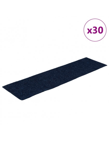 Tappetini per Scale Autoadesivi 30 pz Blu 76x20 cm Rettangolare