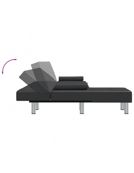 Divano Letto a L Nero 255x140x70 cm in Similpelle