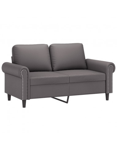 Set di Divani 3 pz con Cuscini Grigio in Similpelle