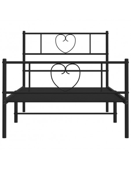 Giroletto con Testiera e Pediera Metallo Nero 100x200 cm