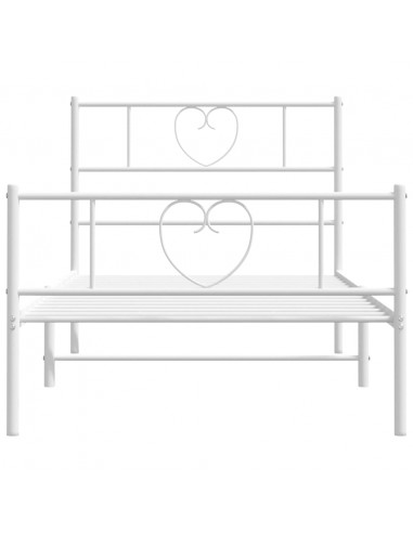 Giroletto con Testiera e Pediera Metallo Bianco 100x190 cm