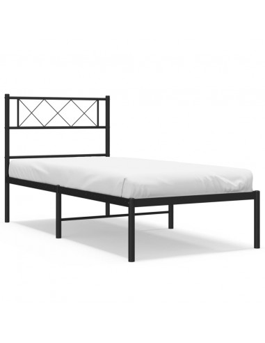 Giroletto con Testiera in Metallo Nero 90x190 cm