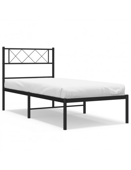 Giroletto con Testiera in Metallo Nero 90x190 cm