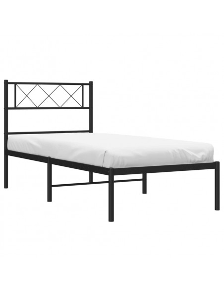 Giroletto con Testiera in Metallo Nero 90x190 cm