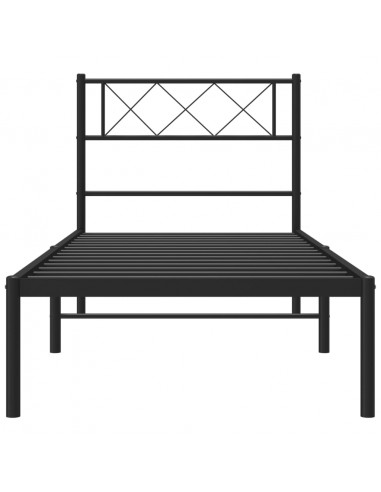 Giroletto con Testiera in Metallo Nero 90x190 cm