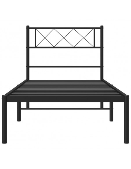 Giroletto con Testiera in Metallo Nero 90x190 cm