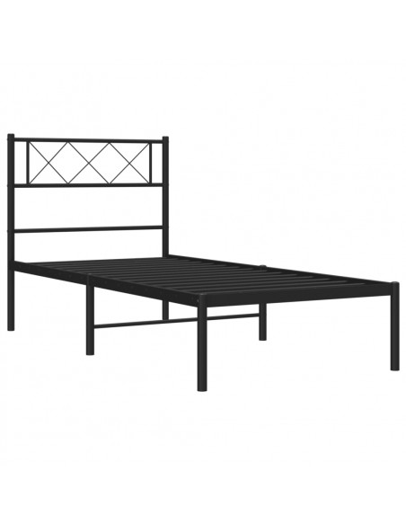 Giroletto con Testiera in Metallo Nero 90x190 cm
