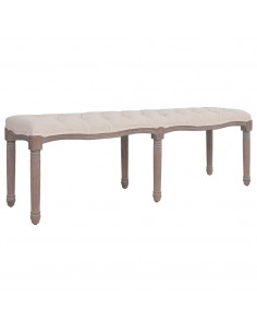 Panca in Tessuto e Legno Massello 150x39,8x48 cm Bianco Crema