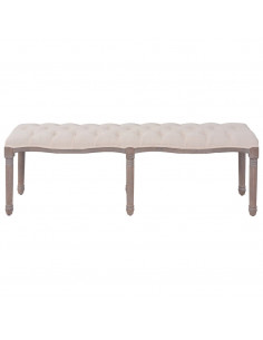 Panca in Tessuto e Legno Massello 150x39,8x48 cm Bianco Crema 2