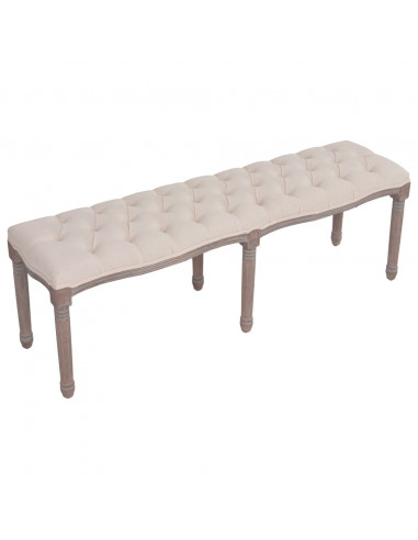 Panca in Tessuto e Legno Massello 150x39,8x48 cm Bianco Crema